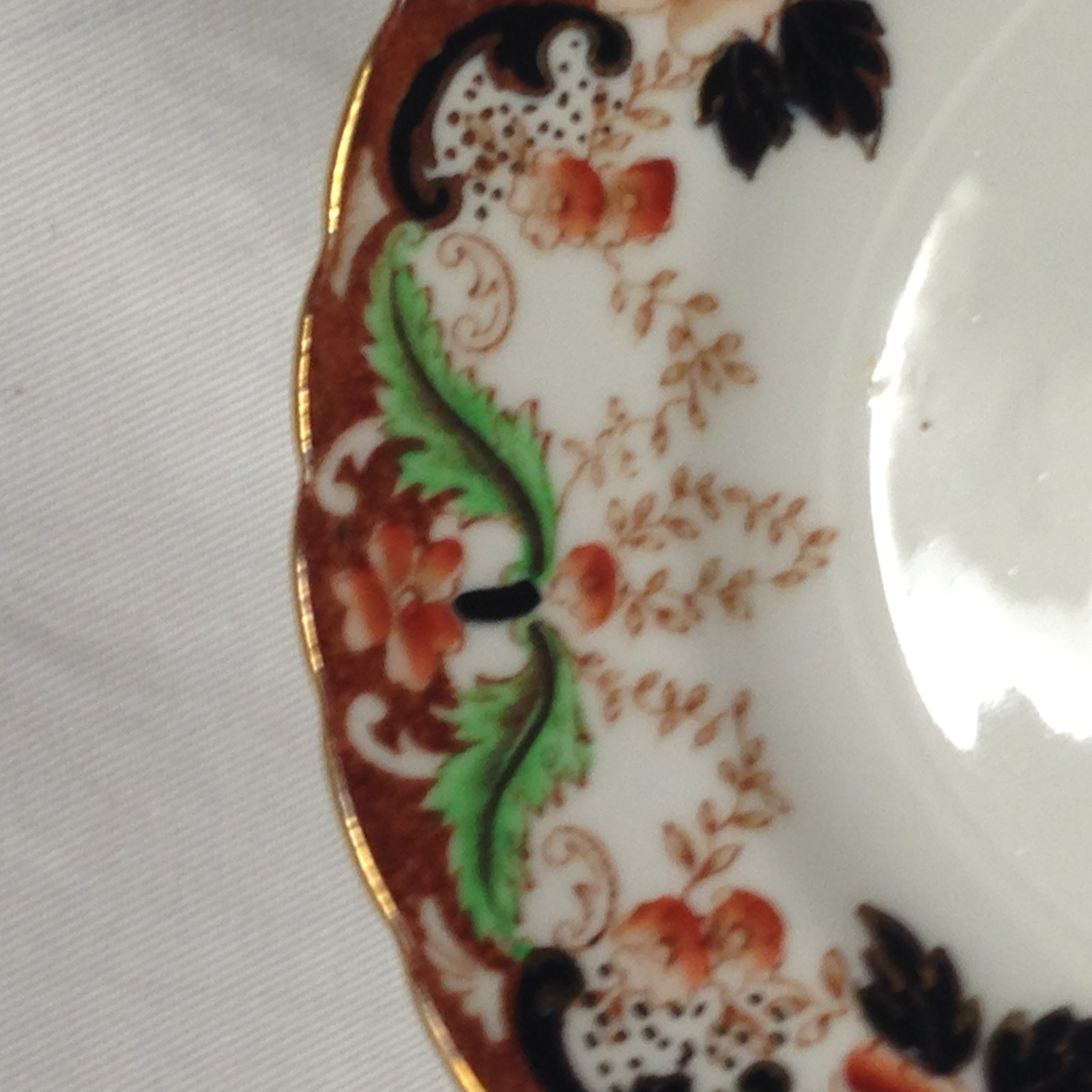 TUSCAN ENGLAND SALAD PLATE 6 7/8″ RUST FLORAL BLUE LEAVES GOLD
