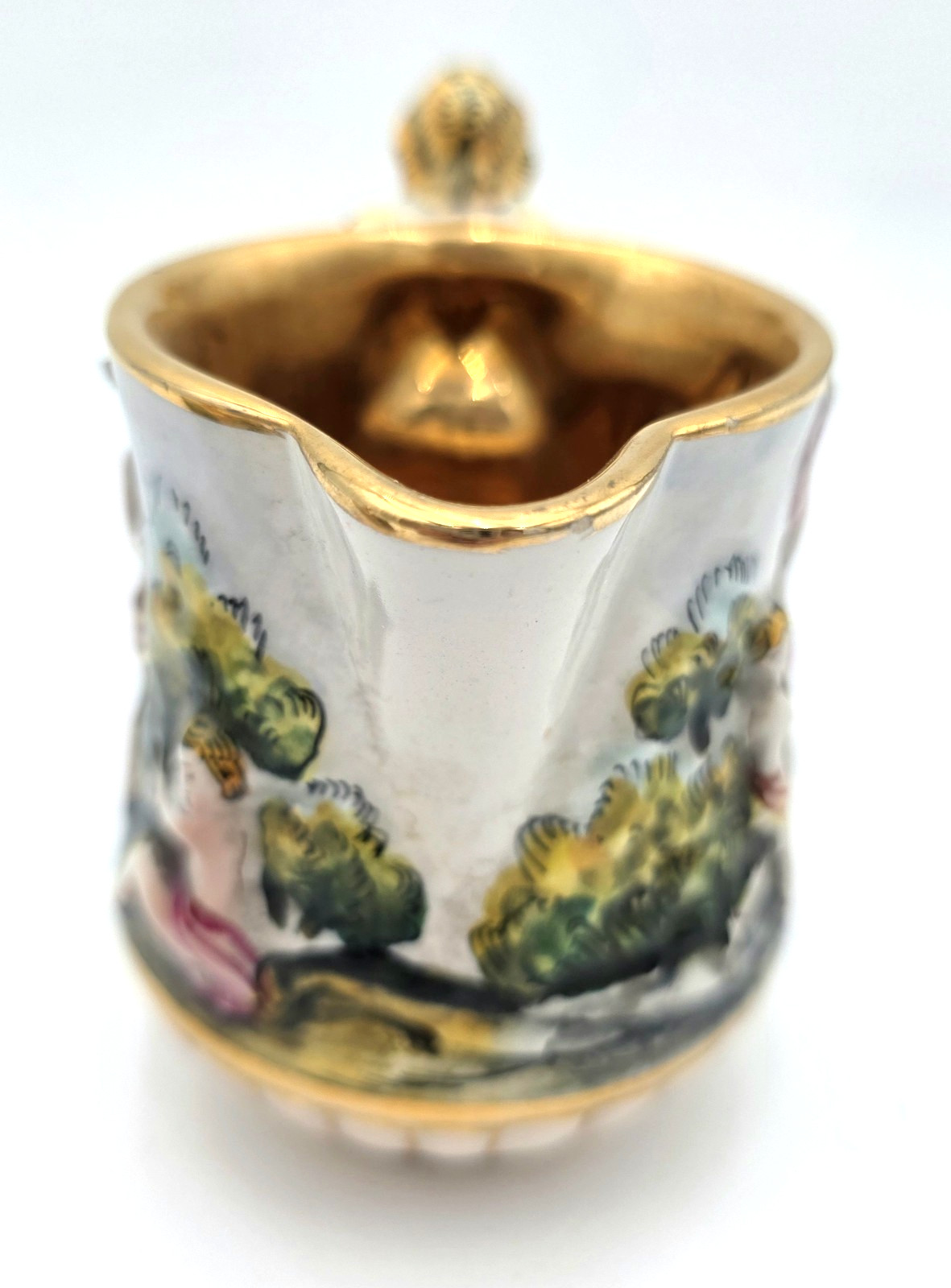 Capodimonte Cherub Sugar Bowl Creamer Set Gold Gilt Italy Porcelain VTG