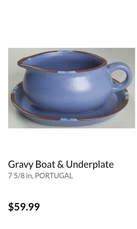 Vtg Dansk Mesa Sky Blue Gravy Boat Pitcher Server & Underplate Nice Condition