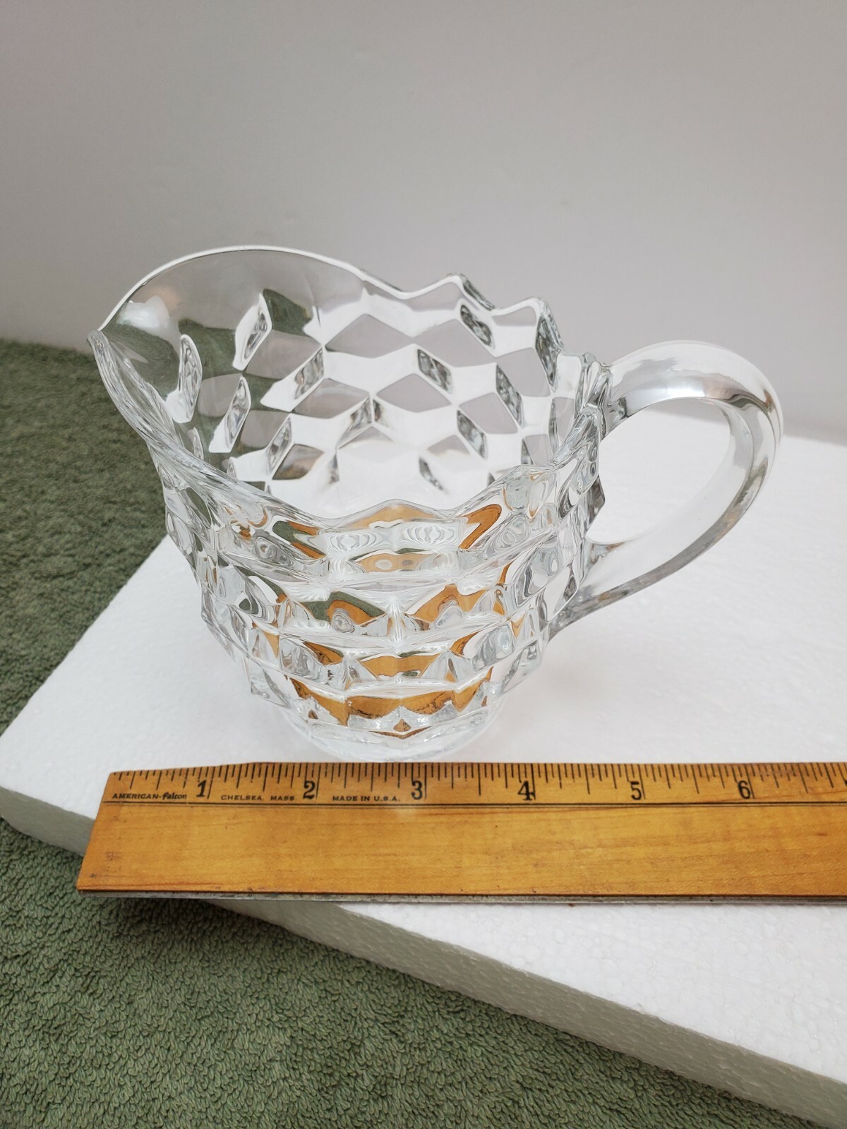 Vintage Fostoria American Clear Glass Cream and Sugar Set with Lid Exc. Cond.
