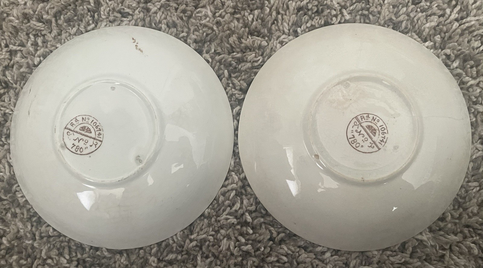 Atq England C.A. & Sons Brown Transferware Bowl Little Mae w/ Dog Set Of 2