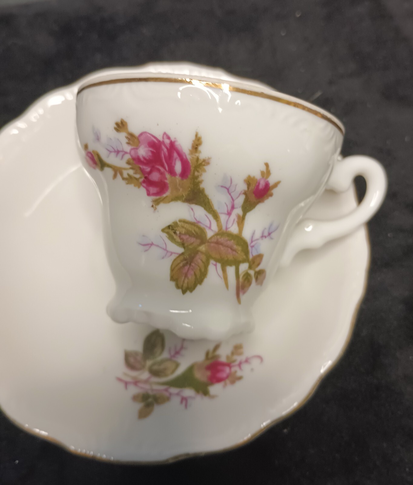 Small China Tea cup and saucer, Creamer, and Sugar bowl with lid / Japan