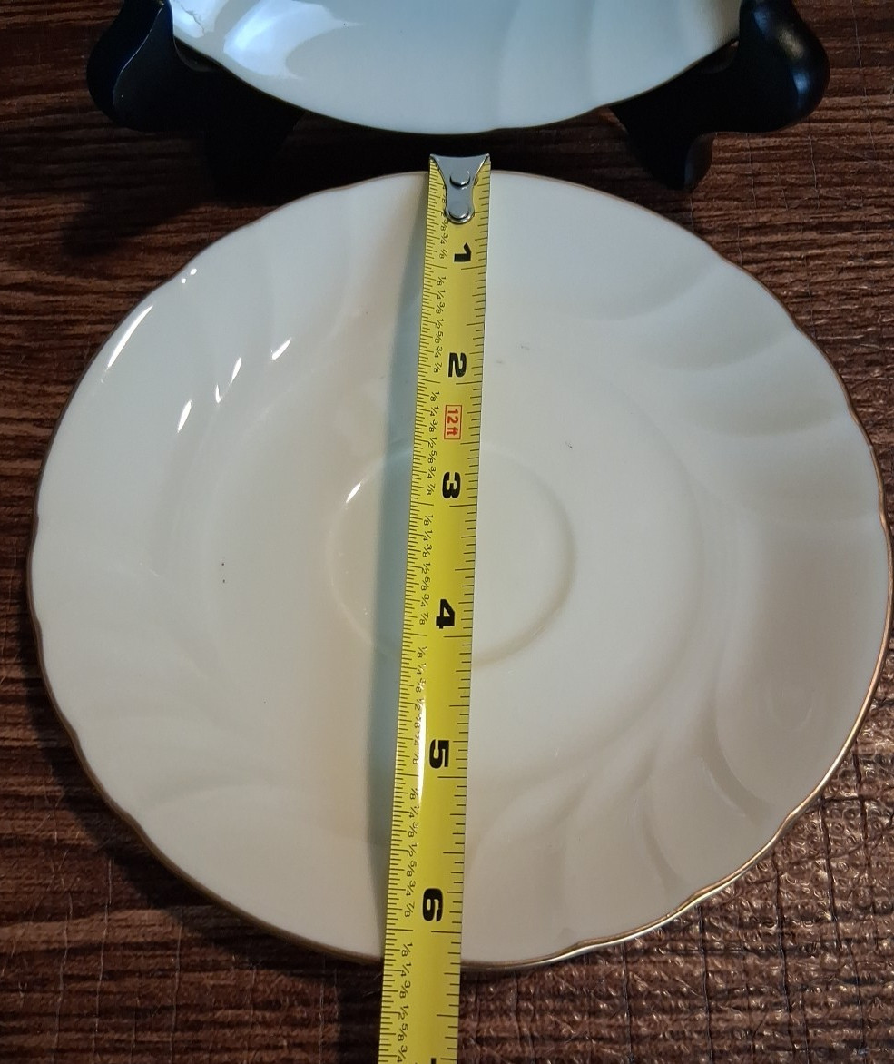 Mikasa Spunsilk L9776 Fine China Ivory Gold trim Saucer 6 1/4″ Set Of 2 Vintage