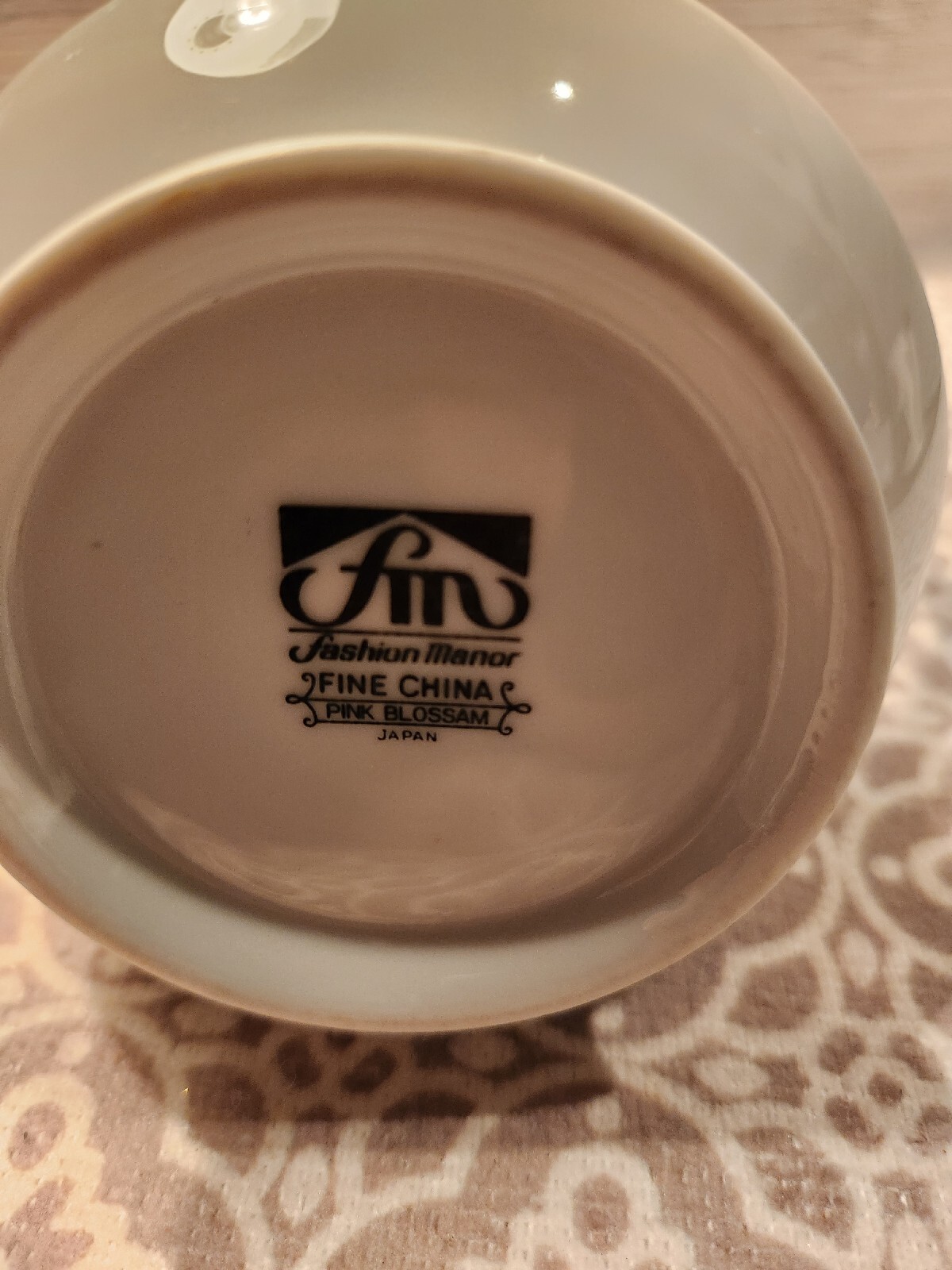 Fashion Manor Fine China PINK BLOSSOM creamer with Gold Accents