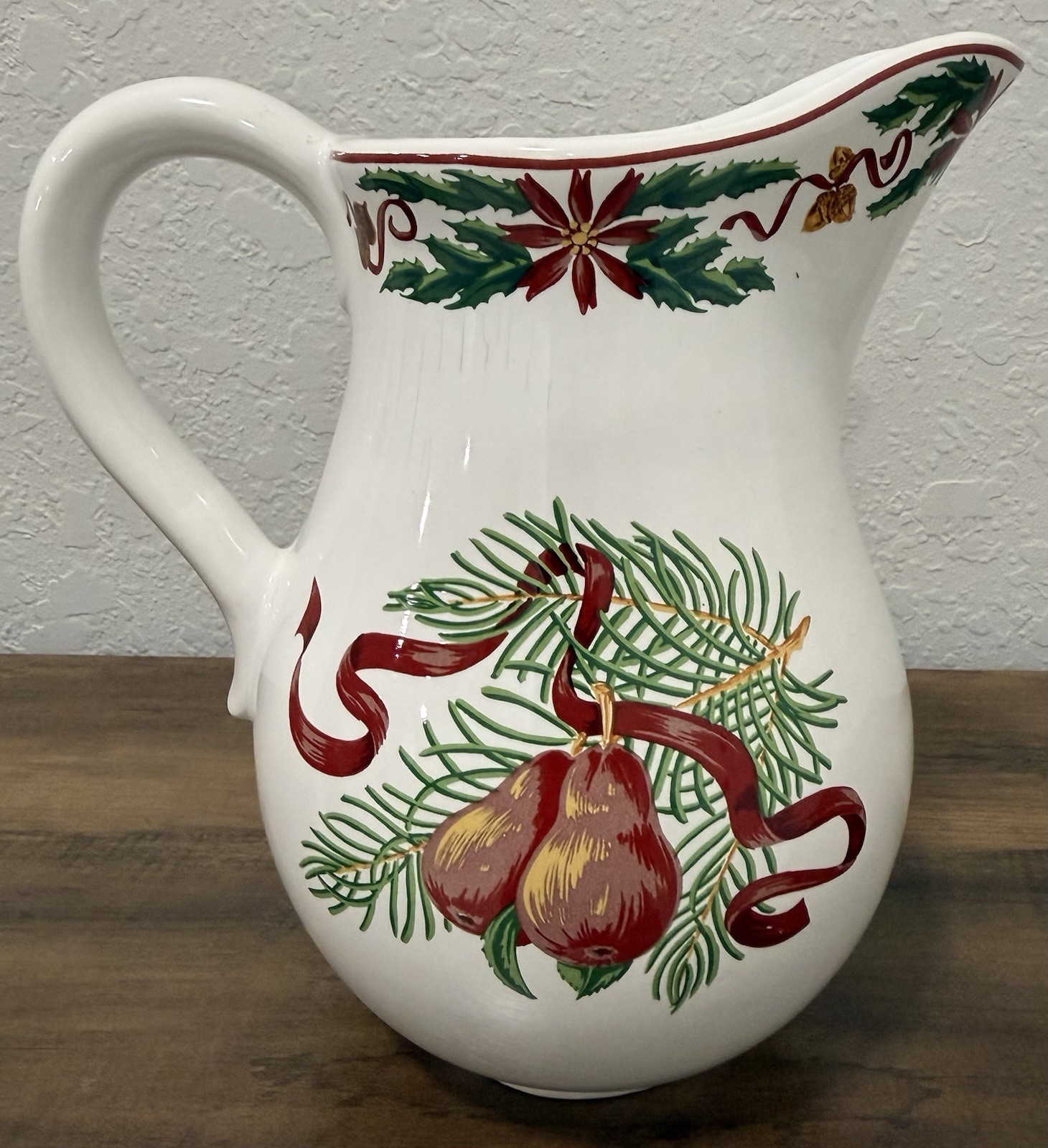 Vintage 1992 Tiffany & Co. “TIFFANY HOLLY” Ceramic Holiday Pitcher