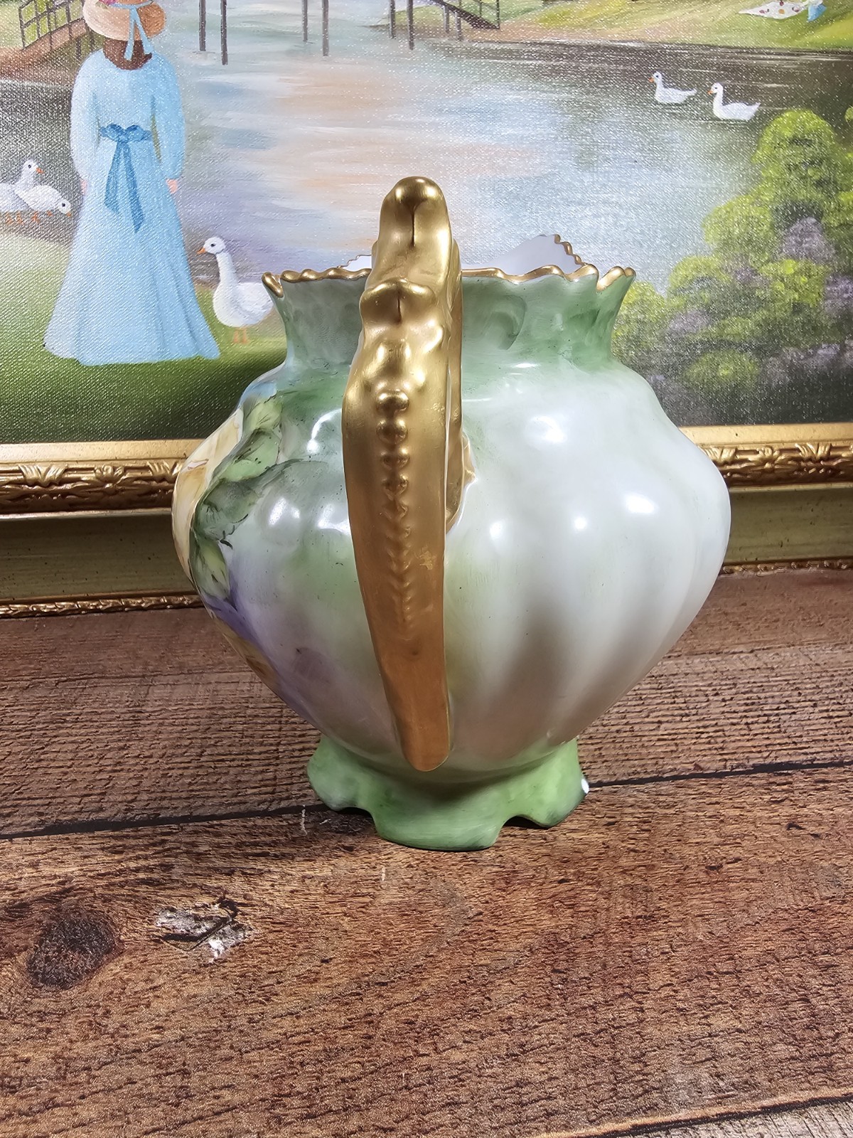 VTG Handpainted Signed Water Pitcher, Dan Elda 1963, READ DESCRIPTION