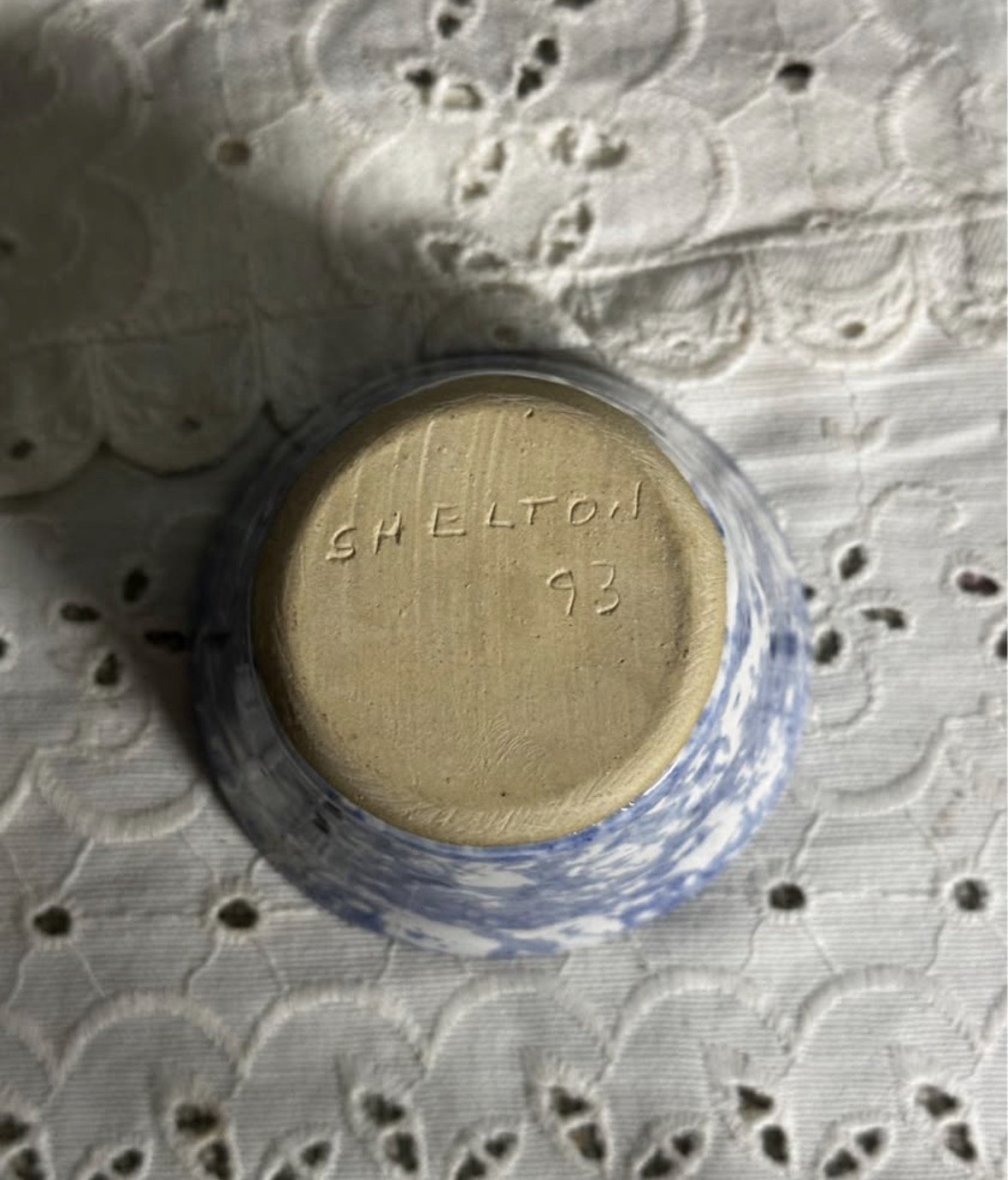 Shelton 93 Blue White Speckled Pottery Bowl