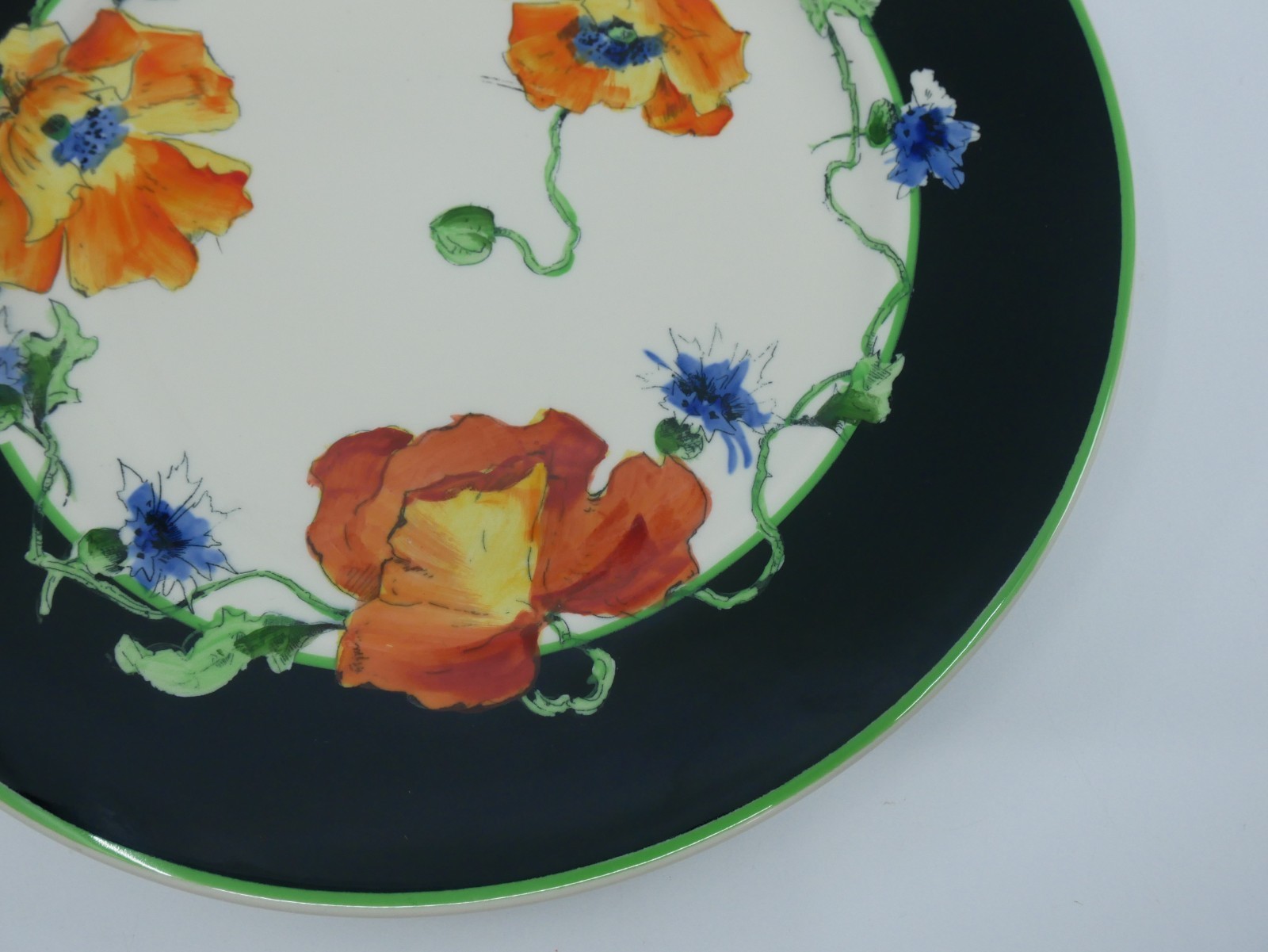 Vintage Syracuse Old Ivory Nature Study Poppies Dinner Plate #3 Black & White