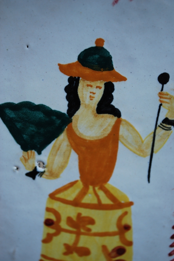 Vintage ITALY Hexagonal BISCUIT/ COOKIE JAR Hand Painted Art Pottery MUSICIANS