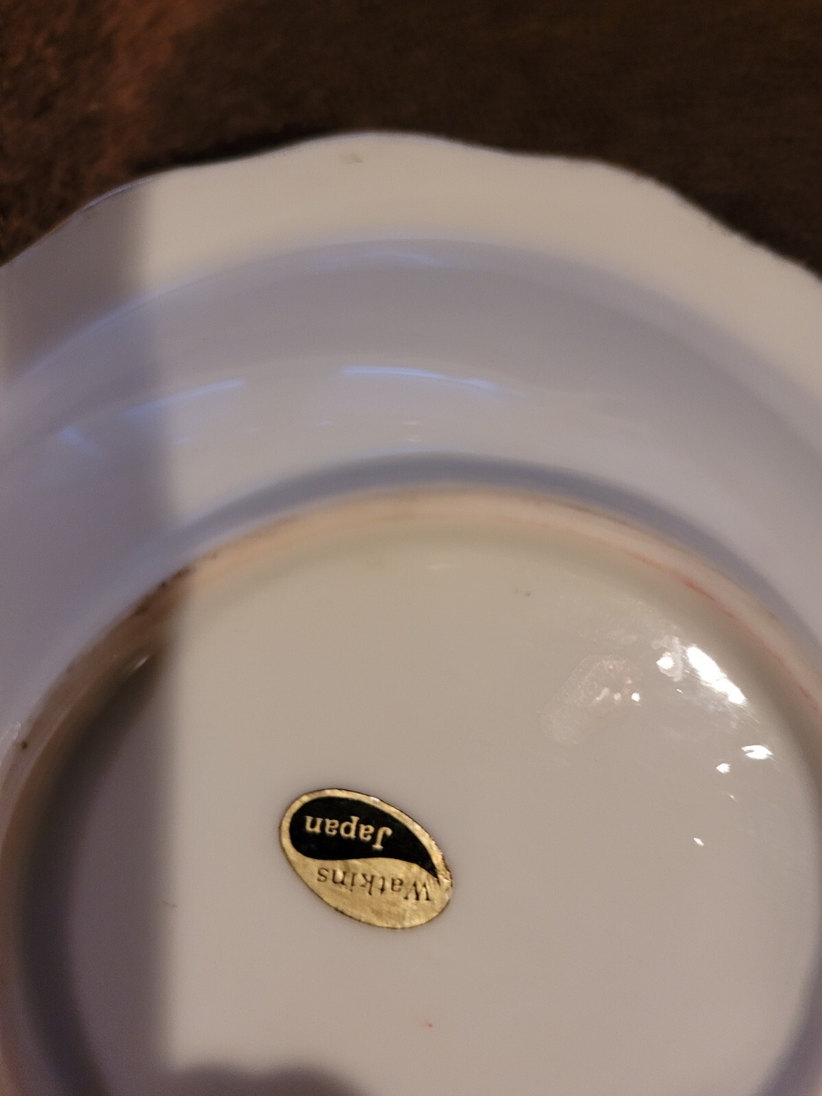 Vintage Watkins Japan Creamer and Saucer Set Floral Pattern Gold Trimmed