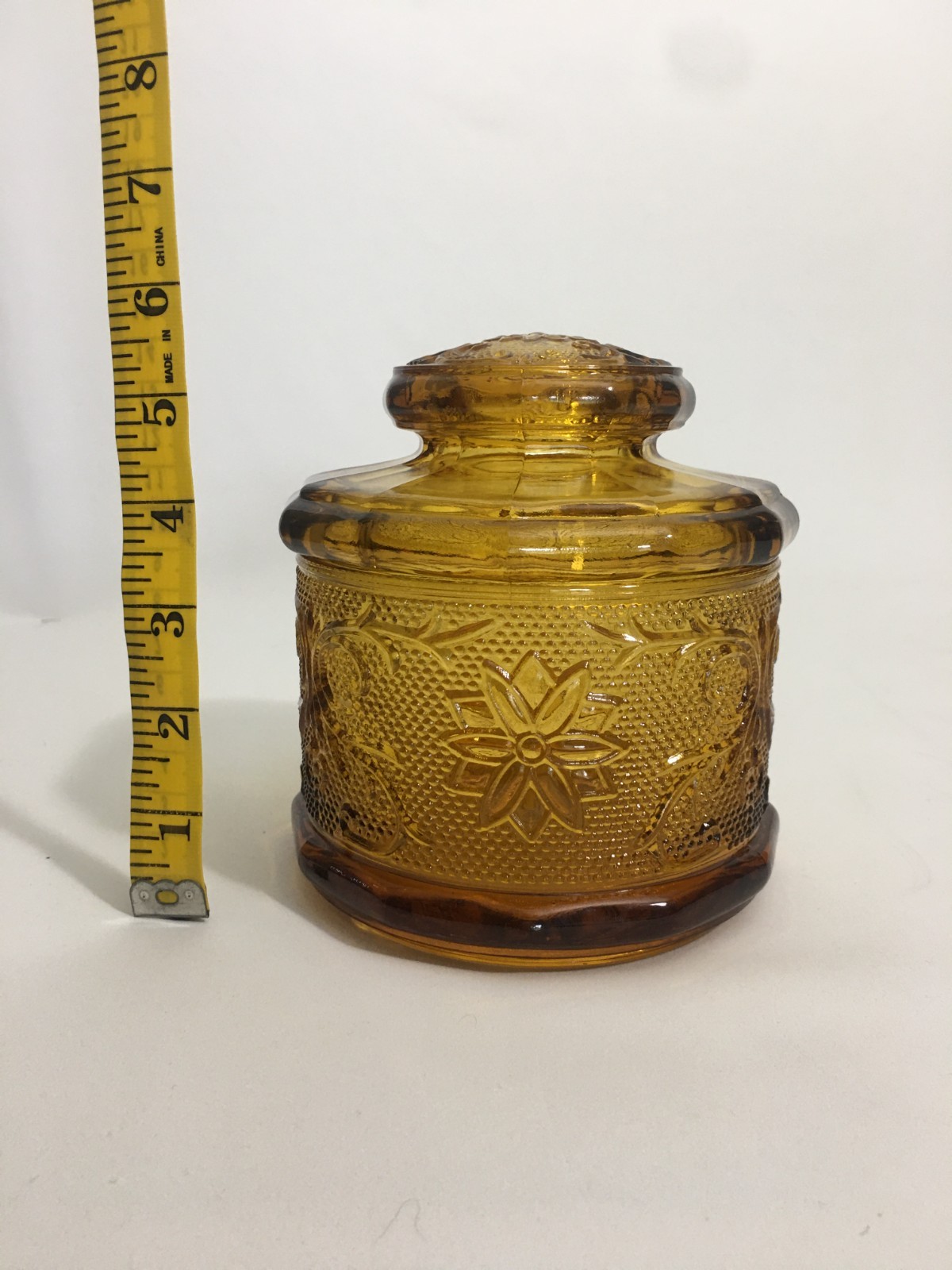 1980s TIARA Indiana Glass Amber Sandwich Pattern 3 Piece Canister Set lids NEW