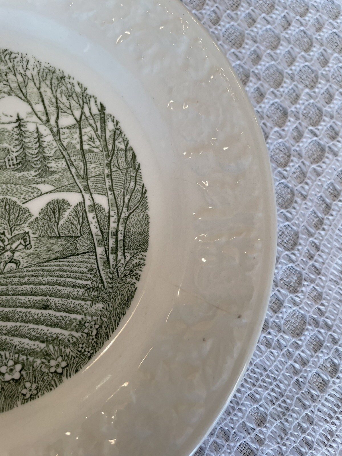 Vintage Taylor Smith & Taylor Pastoral Dessert Plates USA Farm 6 1/2 Inches