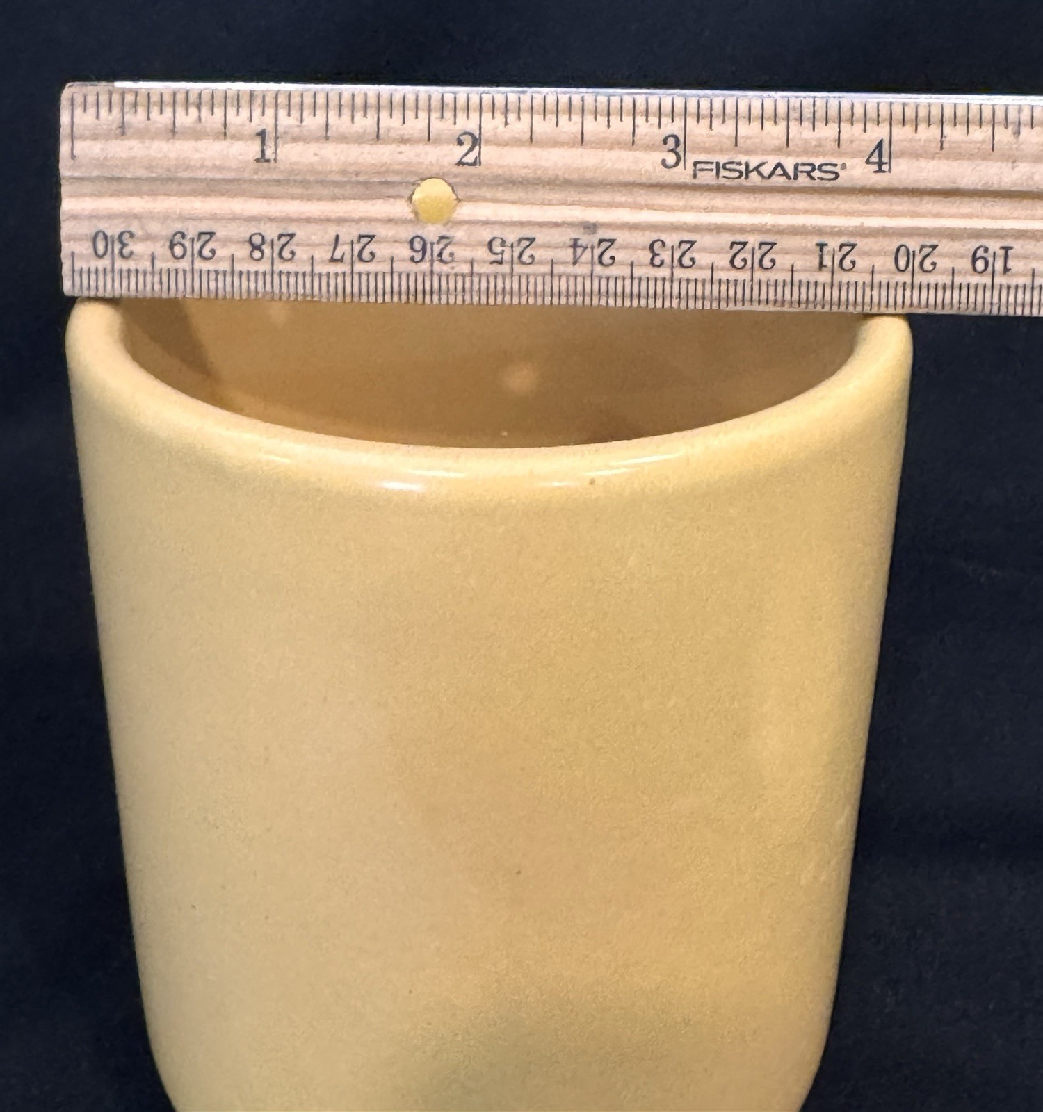 Vintage MCM LA Solana Yellow Stoneware Pottery 5″x4″ Jar Canister with Lid