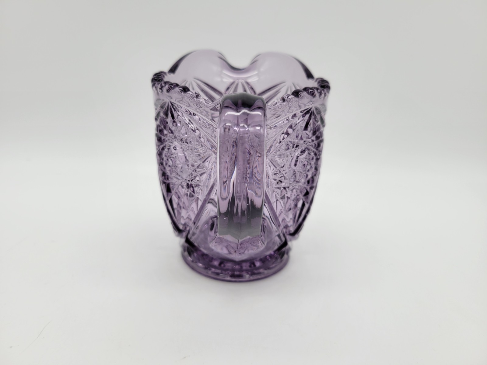 LE Smith Valtec Tree Star Purple Amethyst Glass Sugar Creamer Set MCM Indiana