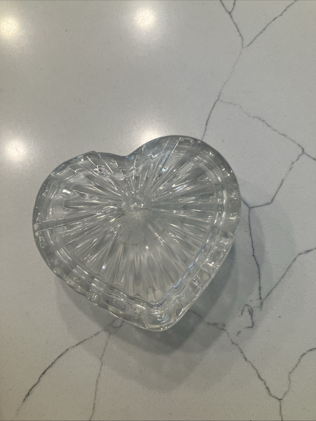 Vintage Pressed Clear Glass Heart Shaped Trinket Dish