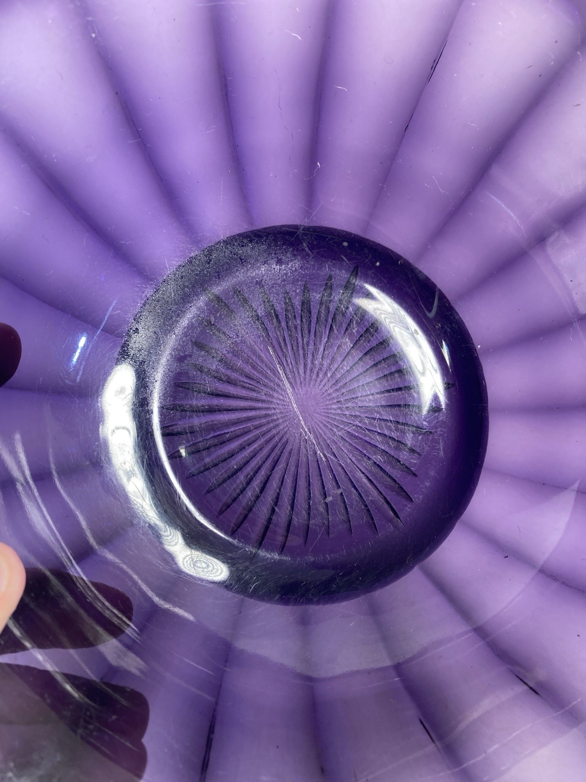 Vintage irradiated Purple Glass fruit bowl, candy bowl