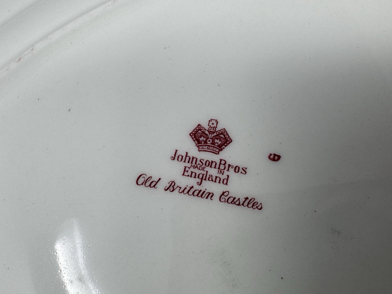 Johnson Brothers England Stafford Castle 1792 Pink Ceramic Platter 15.5 in