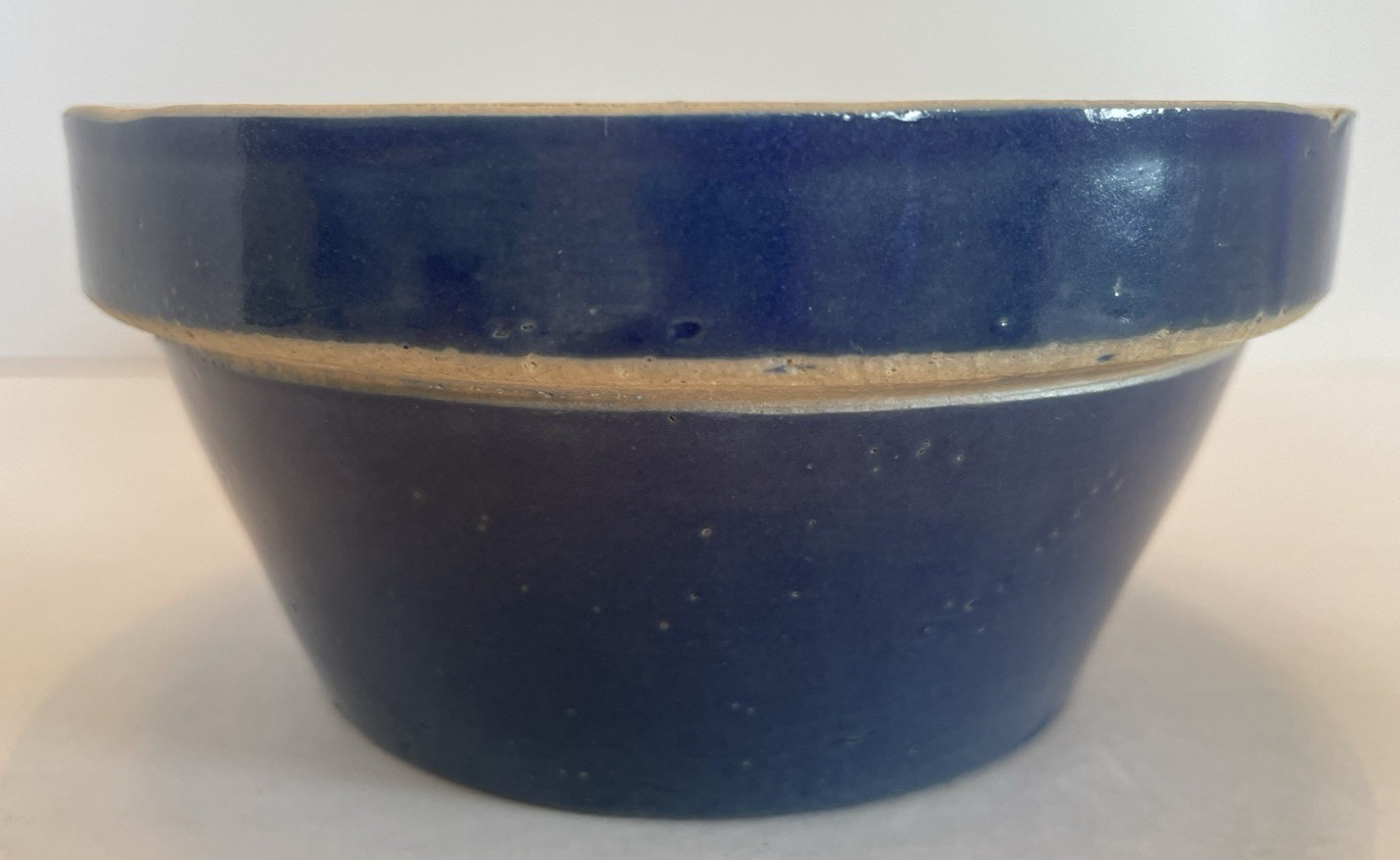 Vintage – Lt & Dk Blue & Burgundy Stoneware Set of 3 Bowls – 5, 5 1/8, 5 1/4 Dia