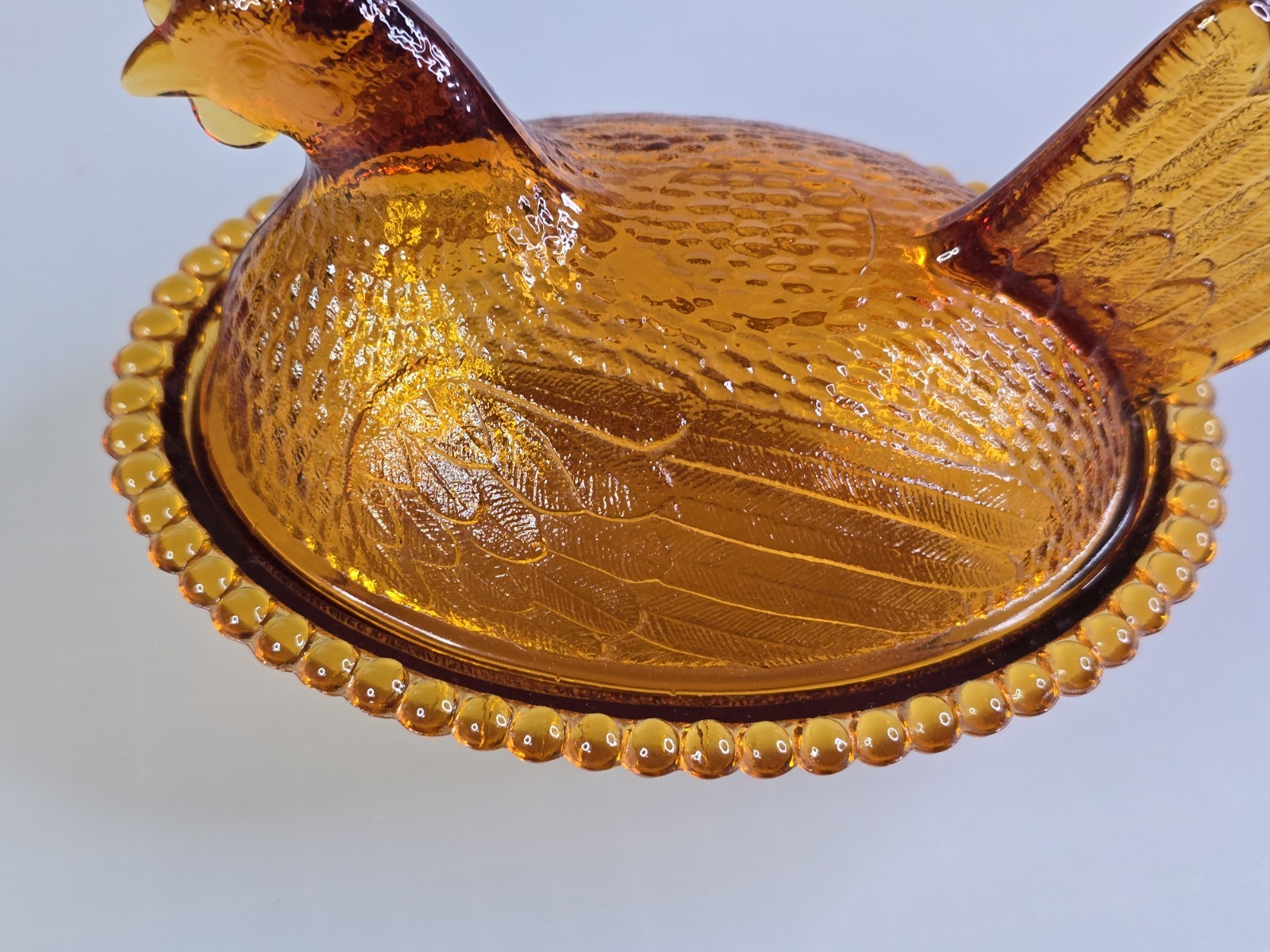 VTG Indiana Glass Amber Golden Hen On A Nest Candy Dish EXCELLENT LOOK !! GIFT !