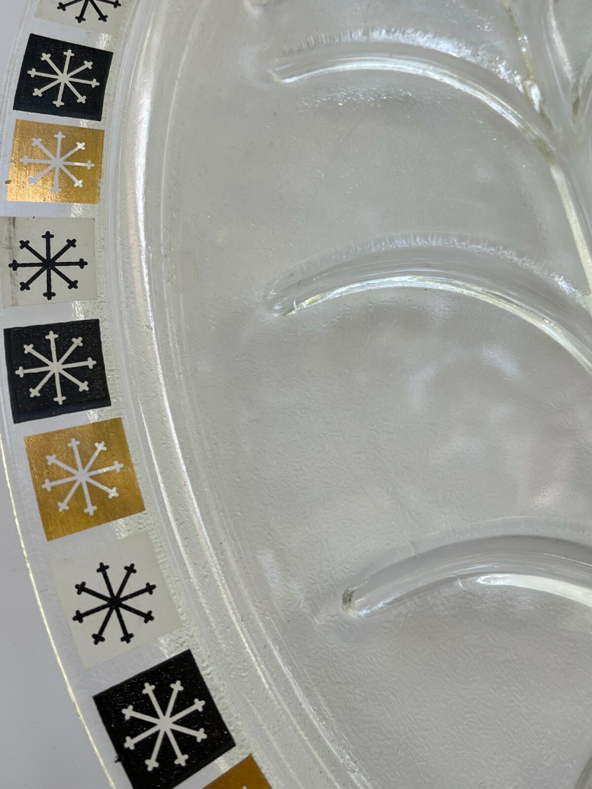 Mid-Century Inland Glass Garland Carving Tray Meat Platter Plate Atomic MCM