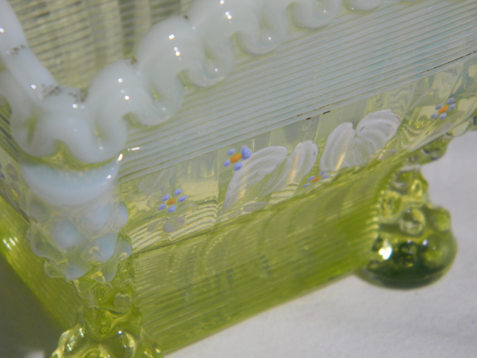 ~URANIUM GLASS NORTHWOOD CANARY VASELINE OPALESCENT ALASKA COMPLETE TABLE SET~