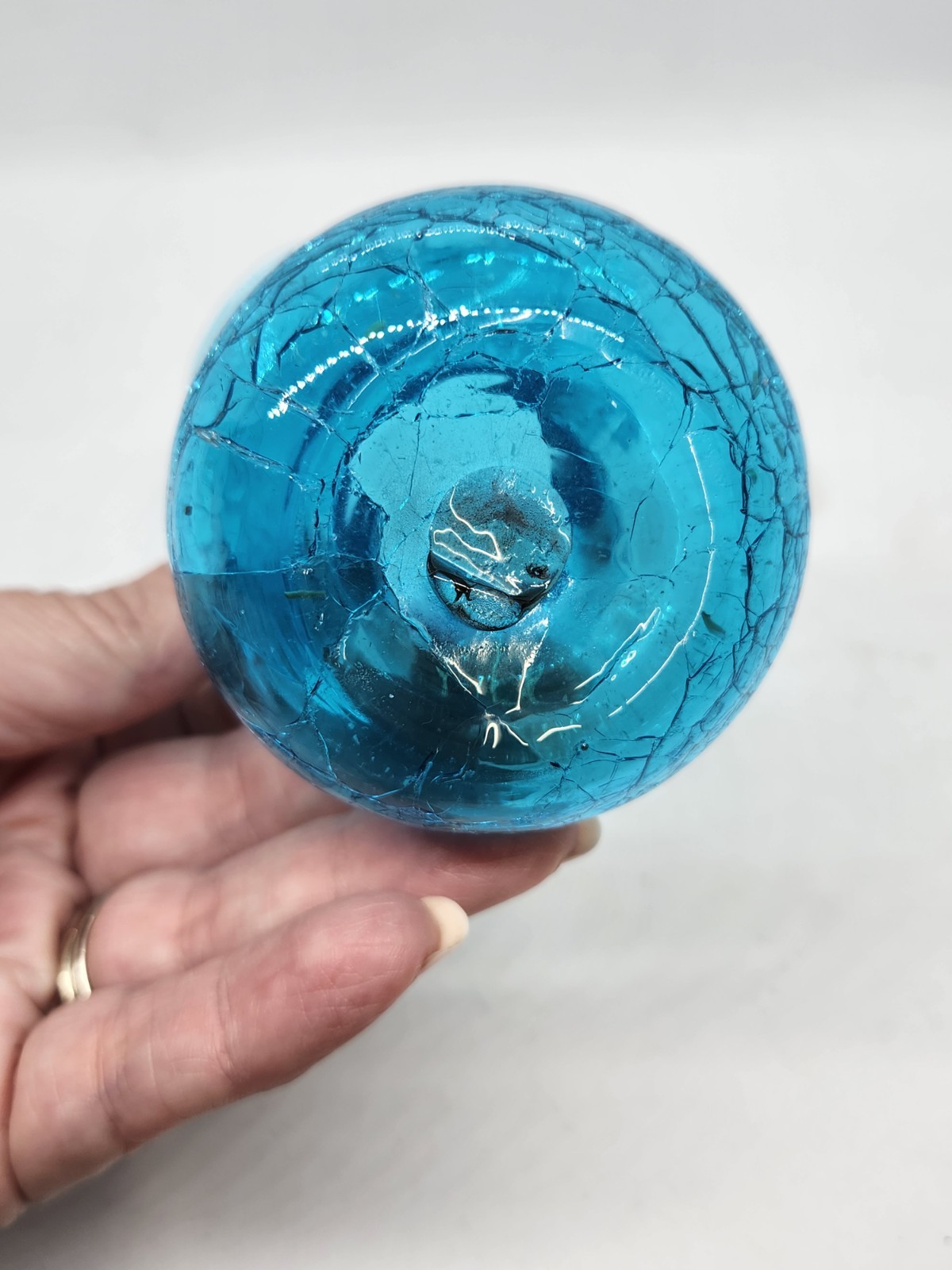 Vintage Kanawha Blue Crackle Glass Creamer Pitcher 3 Inches Glows!