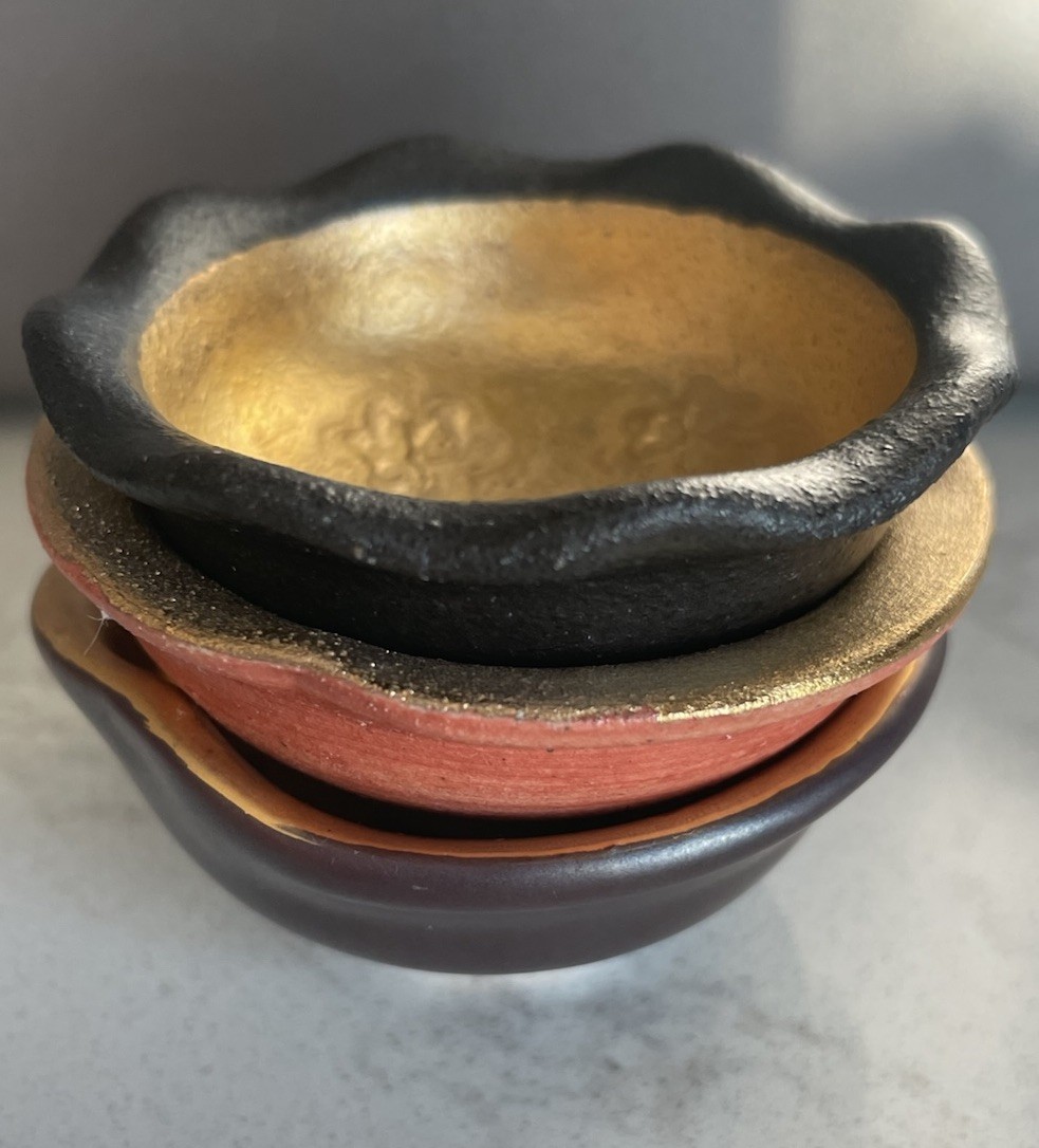 Studio Pottery Decorative Miniature Bowls Set Of 3 Japanese Art