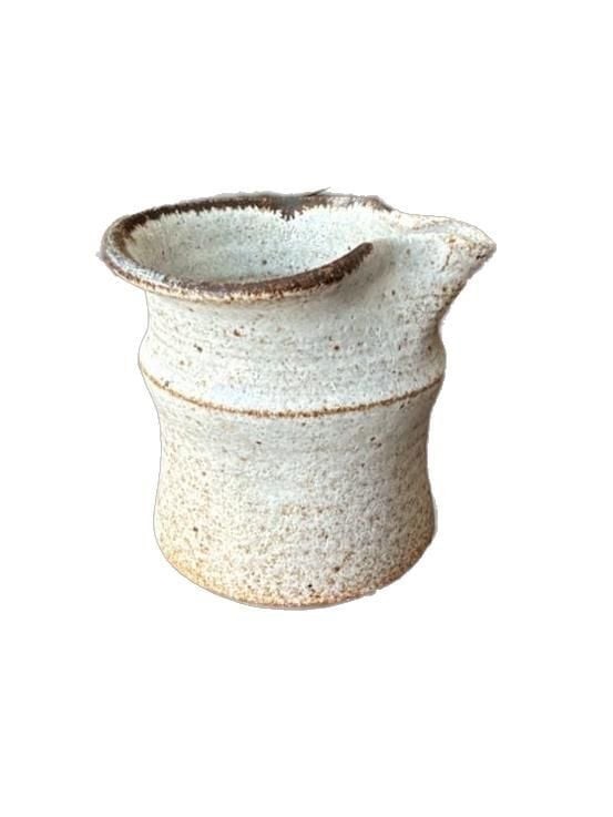 Hand-Thrown Signed Studio Pottery Creamer Pitcher Oatmeal Speckled Glaze
