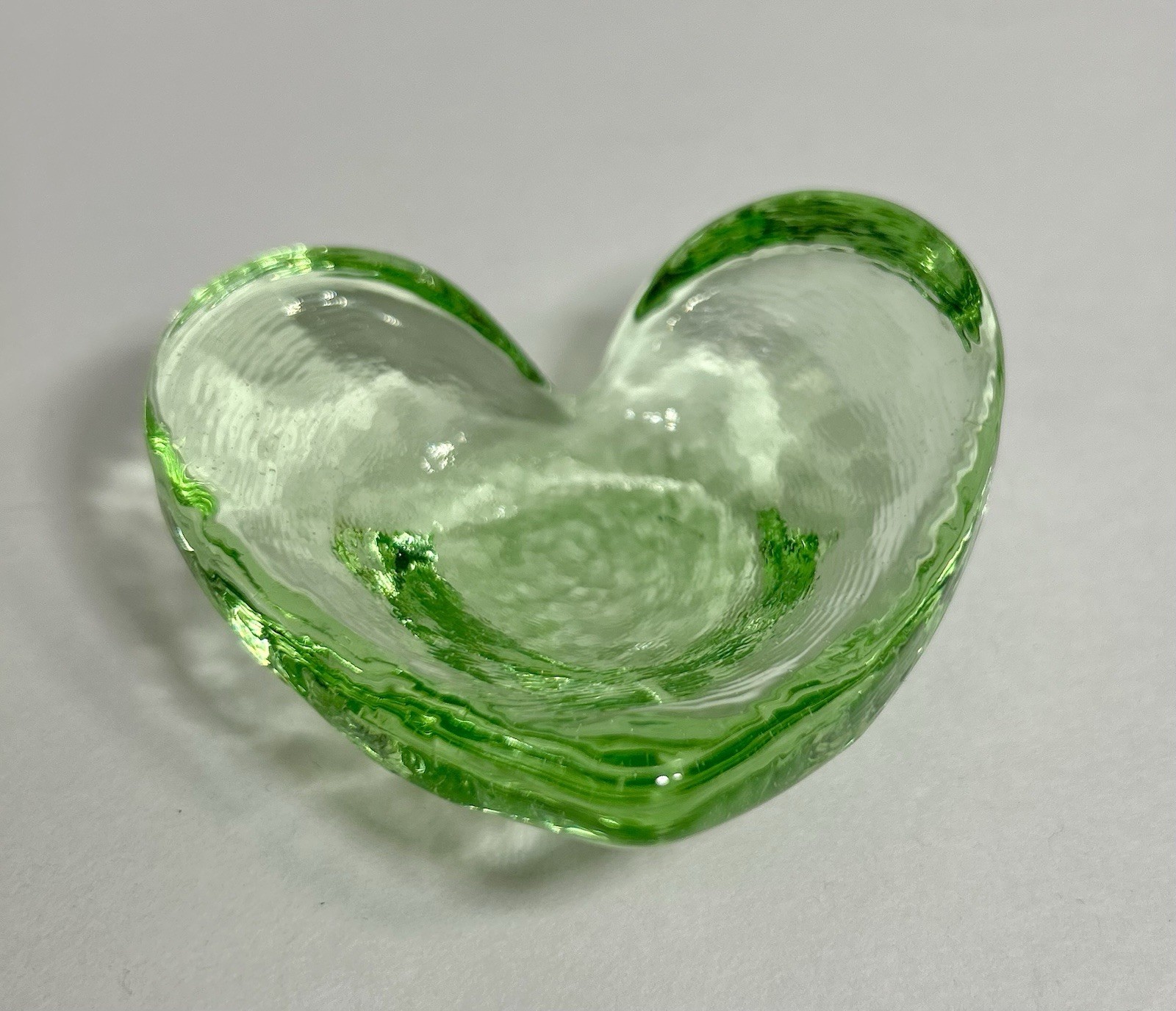 Fire & Light Recycled Glass Celery Green Heart Shaped Trinket Dish