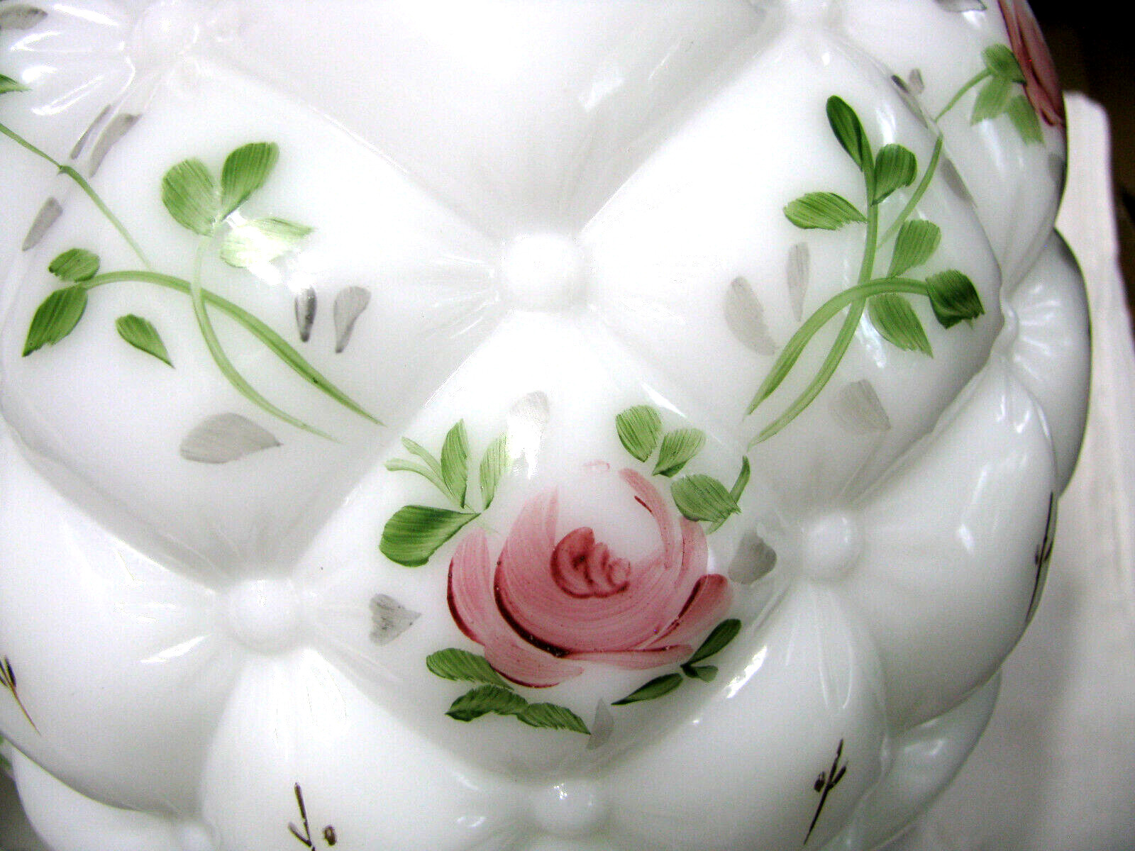 Vint Consolidated Glass Co. Wh Milk Glass – Diamond Quilt Biscuit**ON SALE**