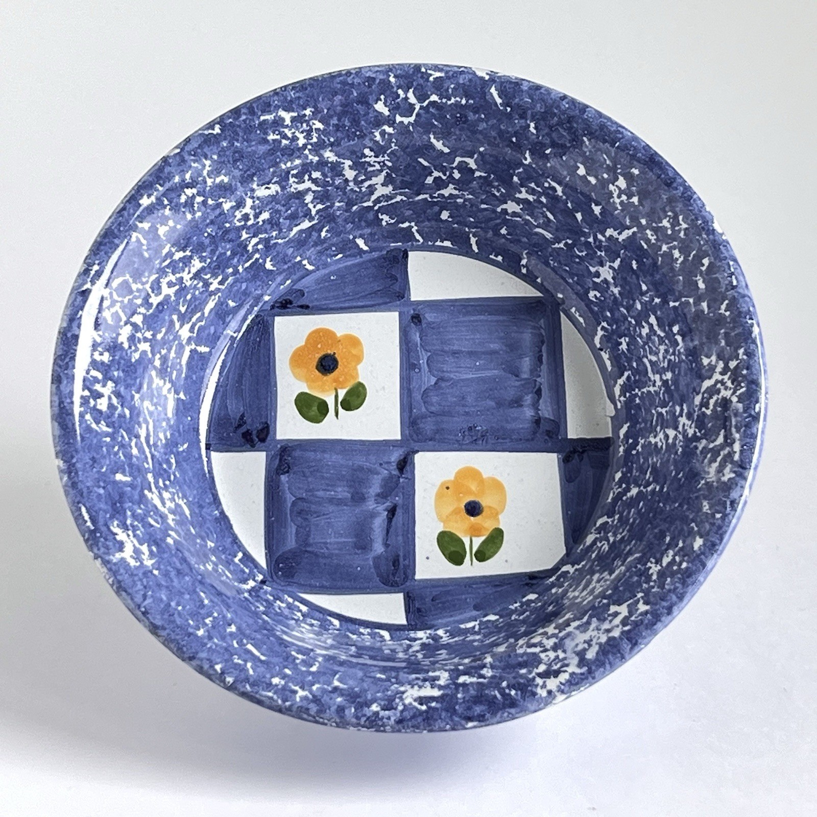 HIMARK Hand Painted Floral Sponge Ware Soup Cereal Bowl Portugal 2×7.5 Inch