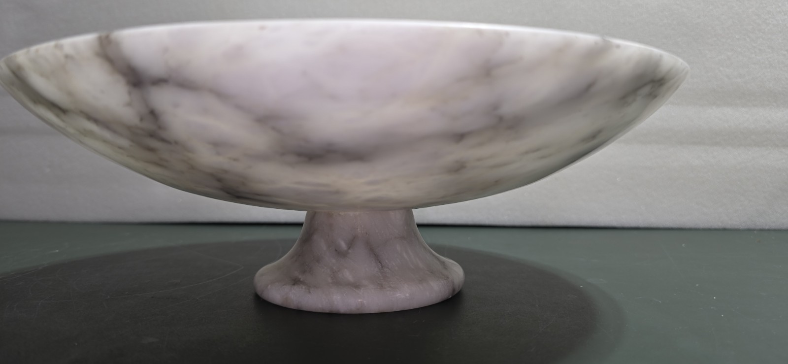 Vintage 12″Diameter ALABASTER MARBLE Compote Centerpiece Bowl ITALY