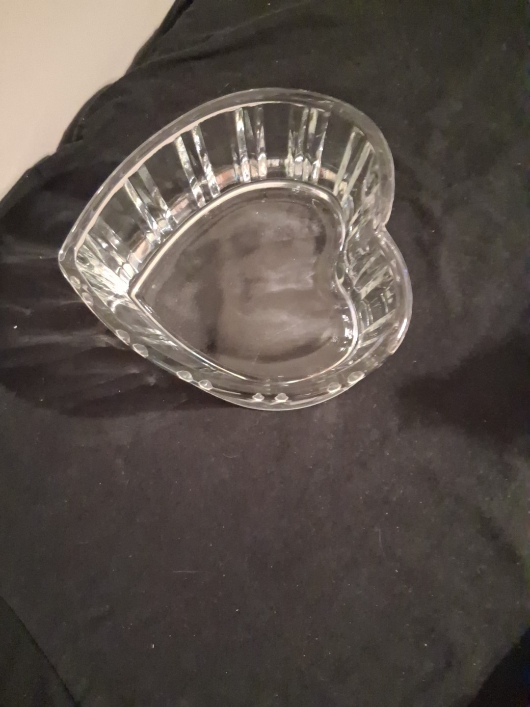 Vintage Crystal Glass Heart 3 Inches Deep 5.5 Inches Wide Mint Condition