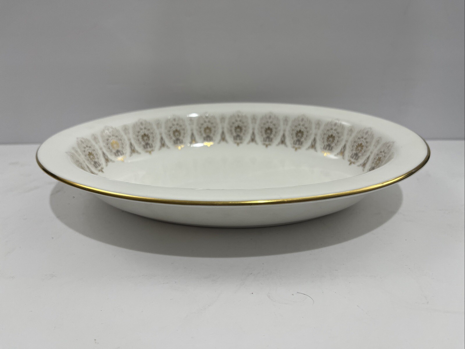 Vintage Wedgwood Medina Beige Bone China Oval Vegetable Serving Bowl 10”