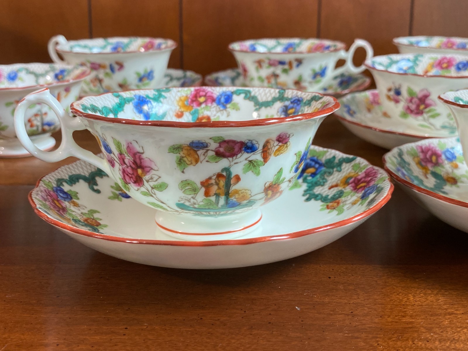 ca. 1930s ROYAL CAULDON bone china dinnerware, cups set, 48pcs, gorgeous