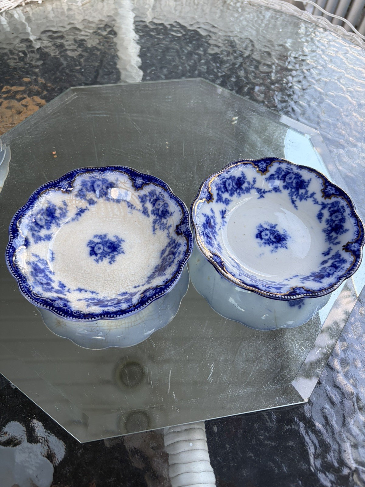 Antique pair of Grindley Florida Pattern Porcelain fruit, dessert bowls
