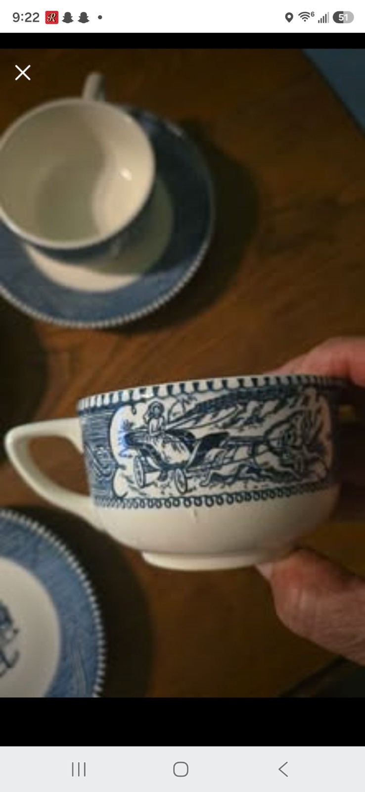 Set Of 13 Coffe Cups W/ Saucer, Iconic Blue And White