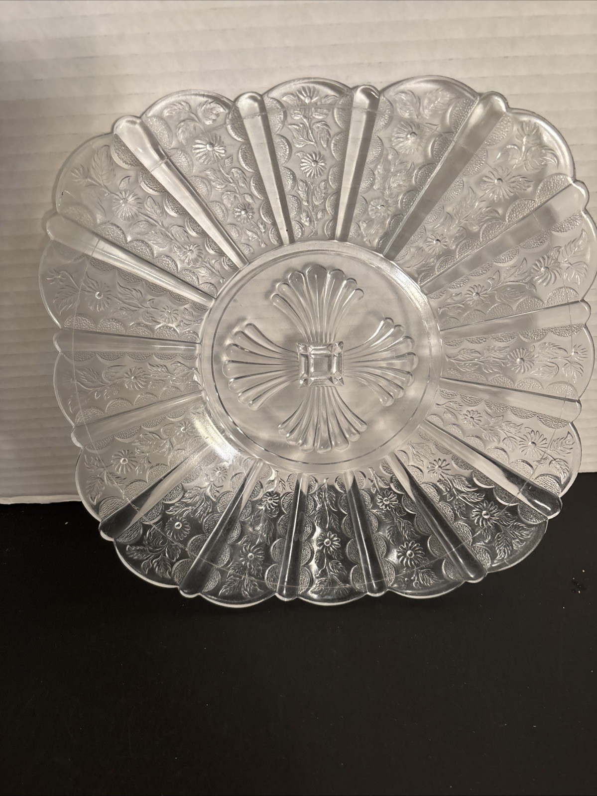 EAPG Bryce Bros Brazil; Paneled Daisy Square Plate 9.25″ 1888