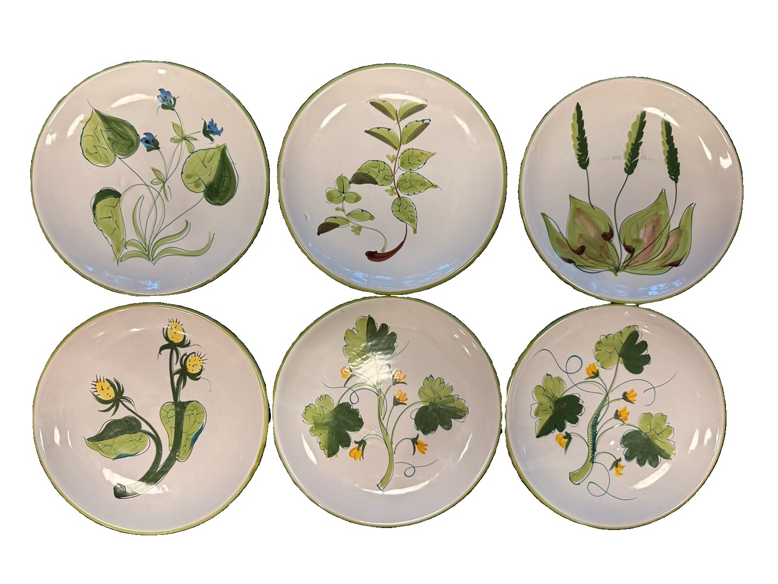 VTG La Primula Italy Decorata a Mano Botanical Salad Plates 7.75” Set of 6