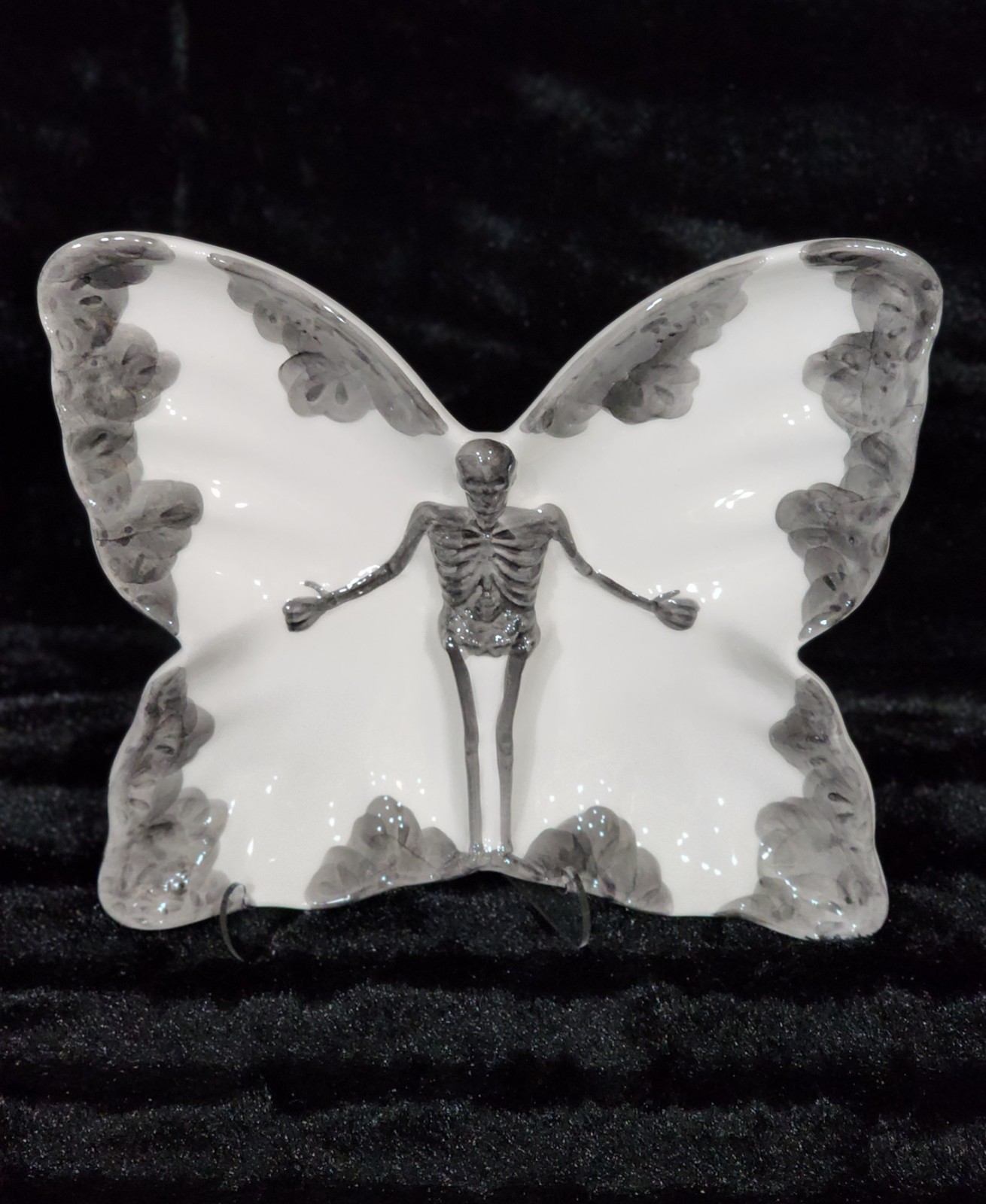 Halloween Butterfly Shaped Skeleton Plates Goth Decor 4pc 10.5″ Maxcera Gothic