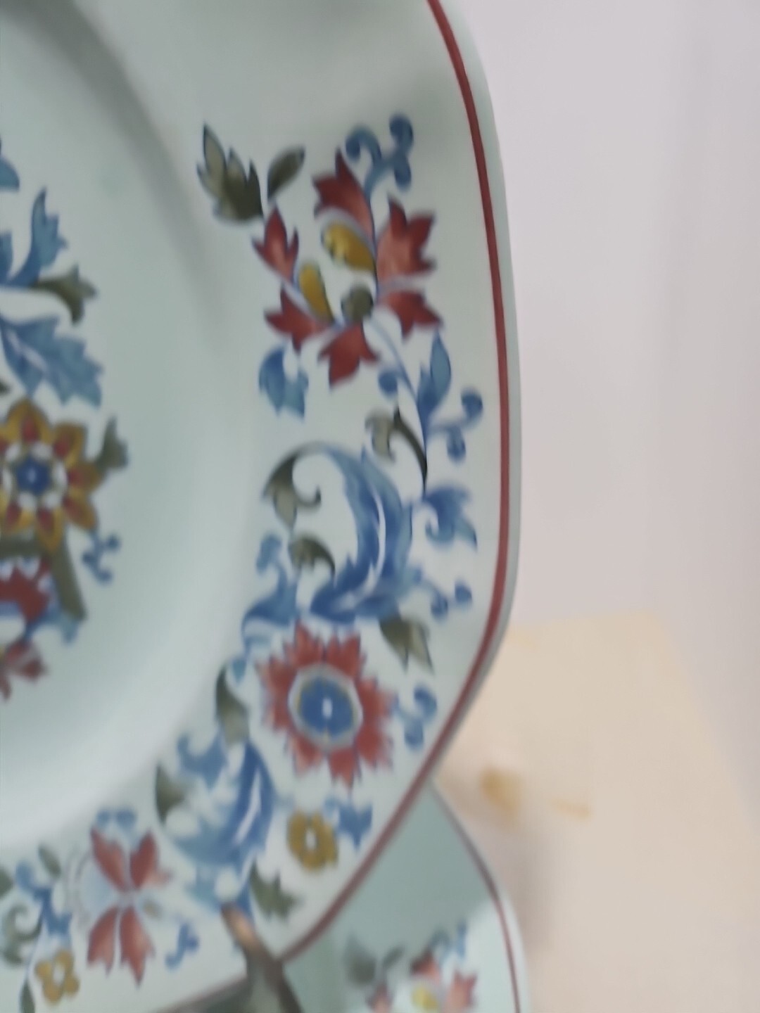 Adams Calyx Ware Saraband Dinner Plate Red and Light Green SET OF 6