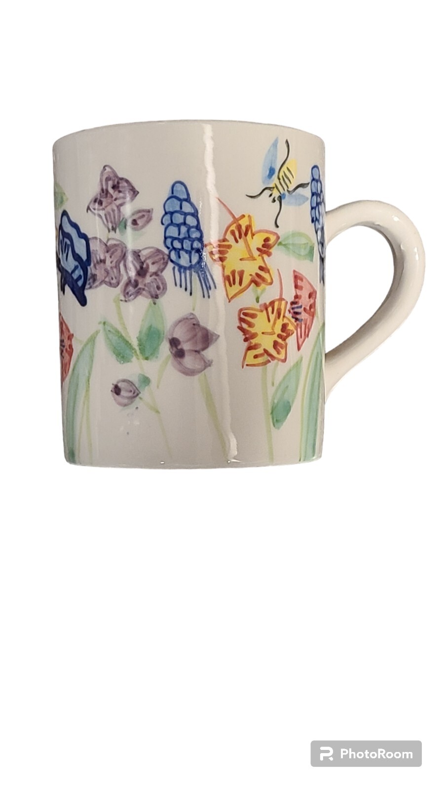 Ceramic Coffee Mug Cup Royal Norfolk Butterfly Bee and Flower Print- Pair- 2pc