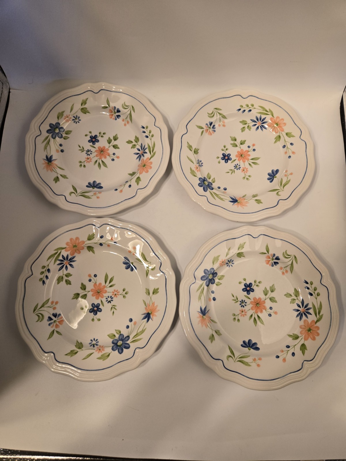 Vintage Sears Country French Ironstone 70’s #4453 Scalloped Floral Set Of 12