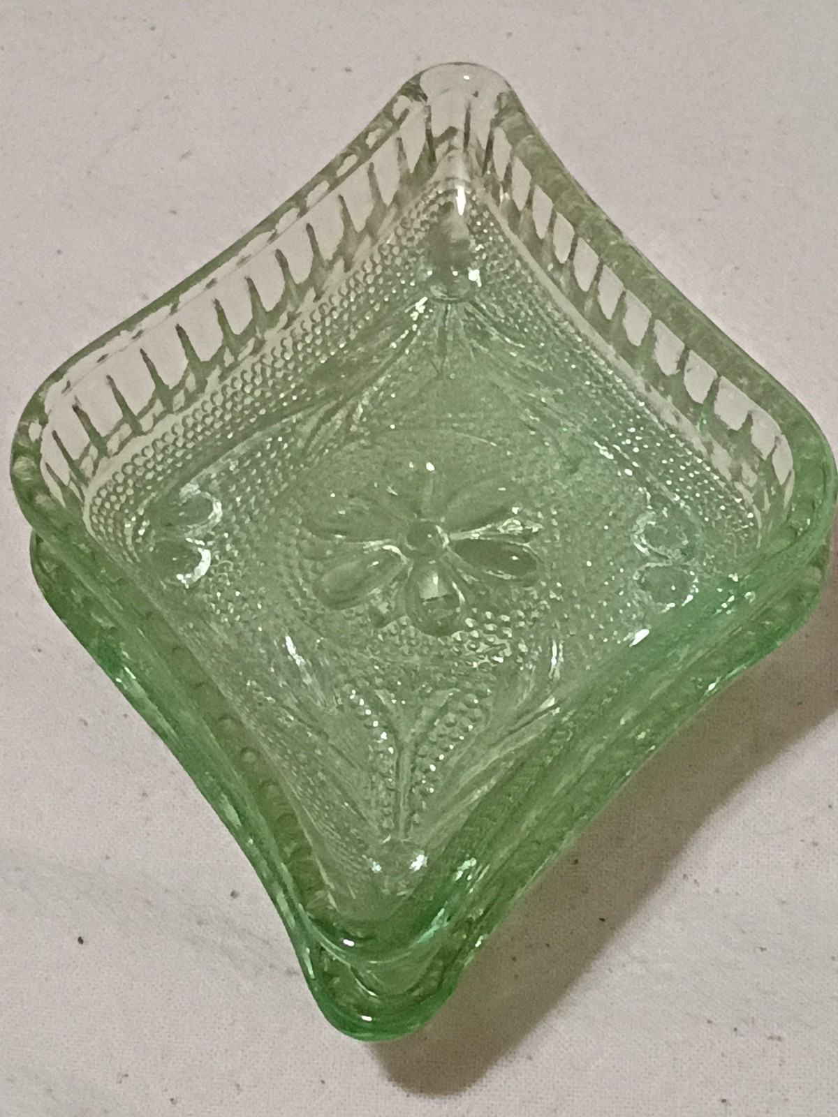 Vintage Pair Tiara Indiana Glass Chantilly Trinket Dish’s Green
