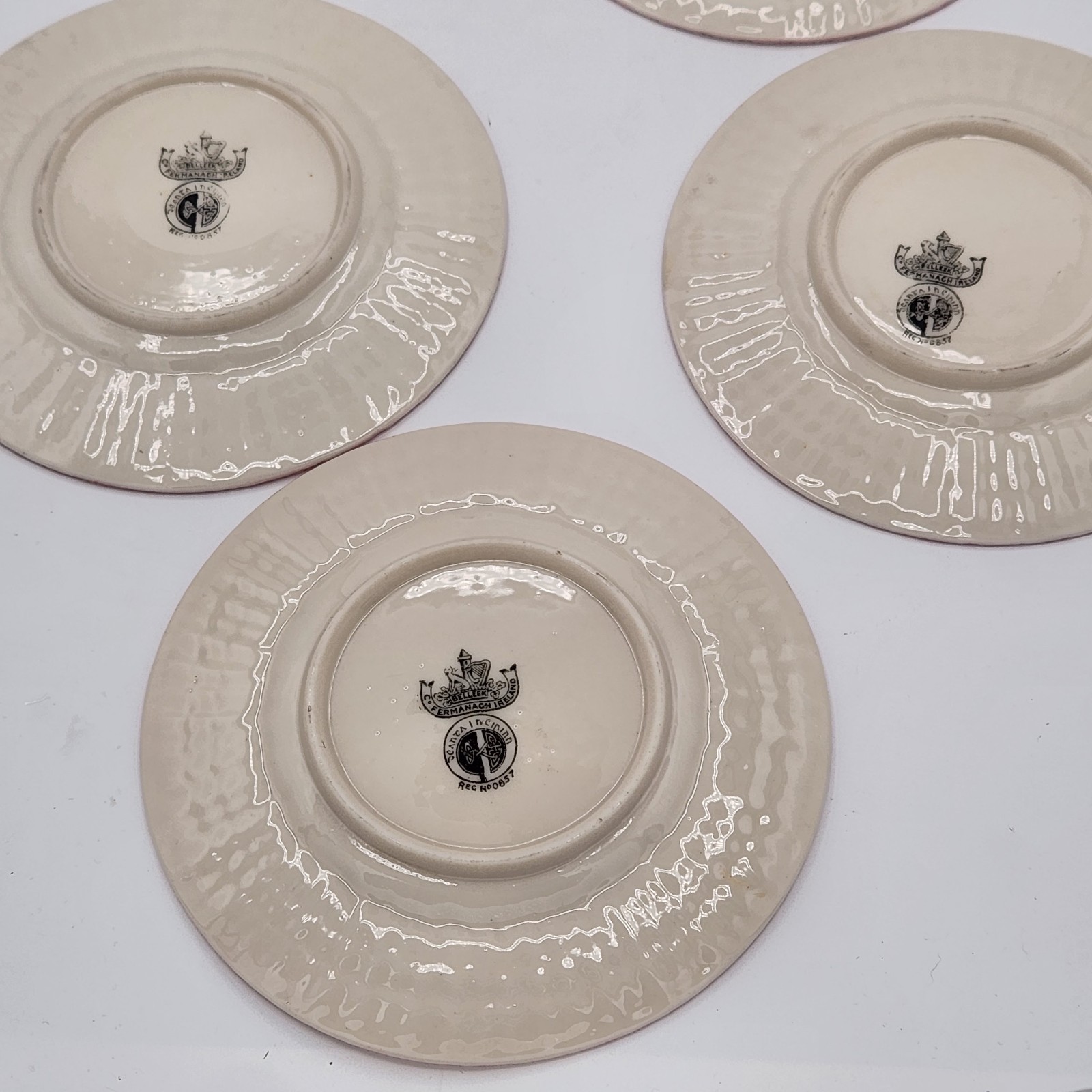 One Rare Belleek Pink Limpet Bread Plate No Gold Trim 3rd Black Mark-5 available