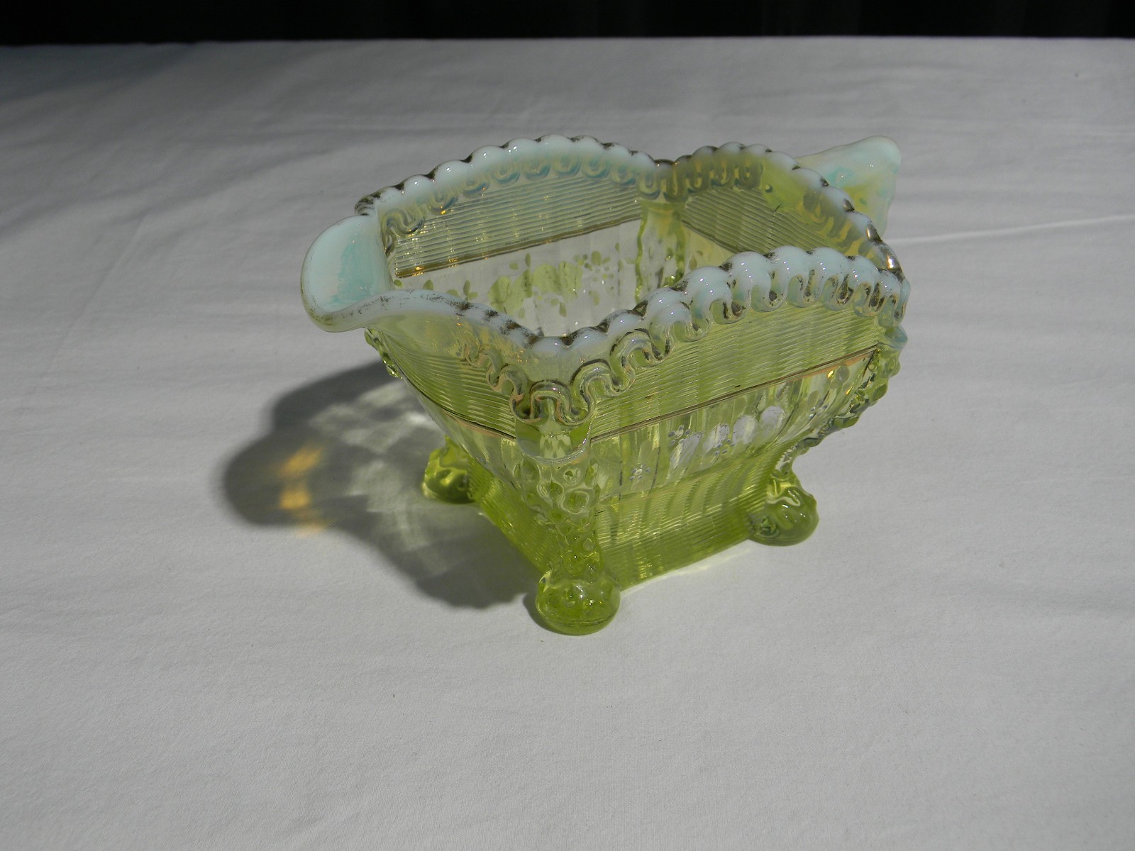 ~URANIUM GLASS NORTHWOOD CANARY VASELINE OPALESCENT ALASKA COMPLETE TABLE SET~