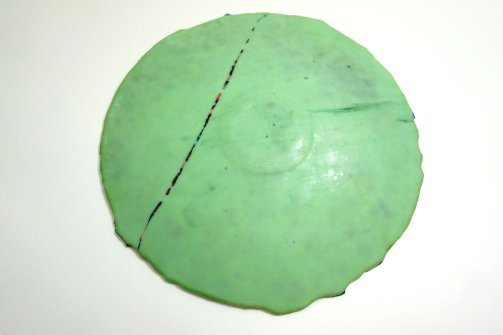 ROGER THOMAS No 20689 Signed Art Glass 15″ Charger Plate RARE Abstract Landscape