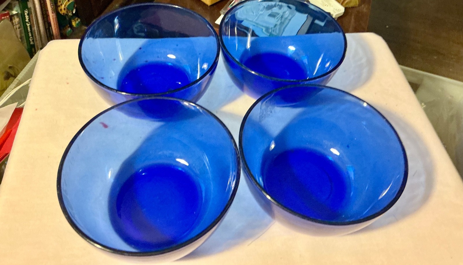 set of 4 royal blue cereal/salad bowls
