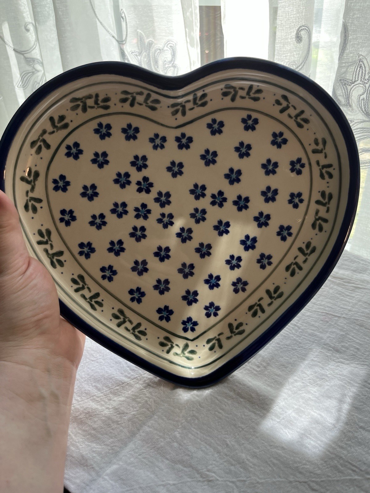 Polish Pottery Heart Shaped Dish Platter
