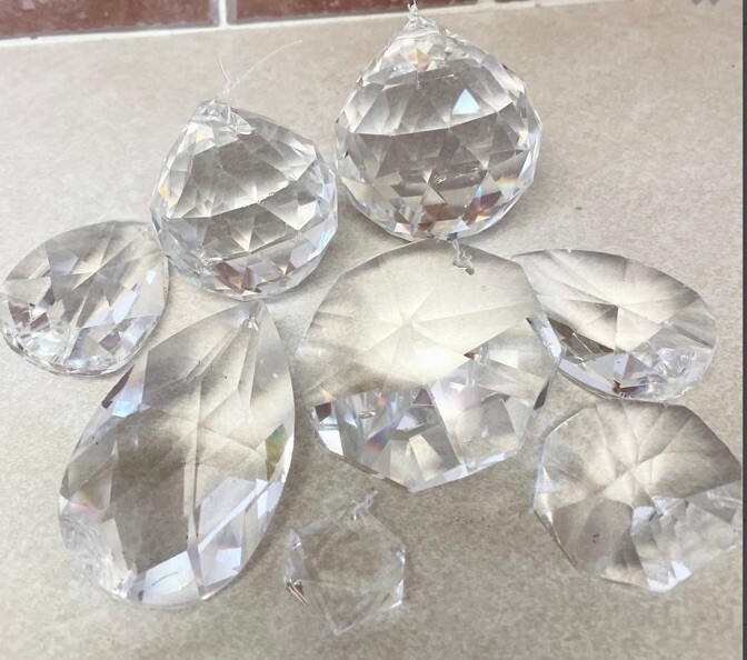 Window crystal pendant with many facets of diamond cutting process beautiful 8pc